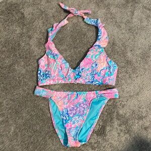 Lilly Pulitzer bikini. Ruffle top - size 10, bottom - size 8
